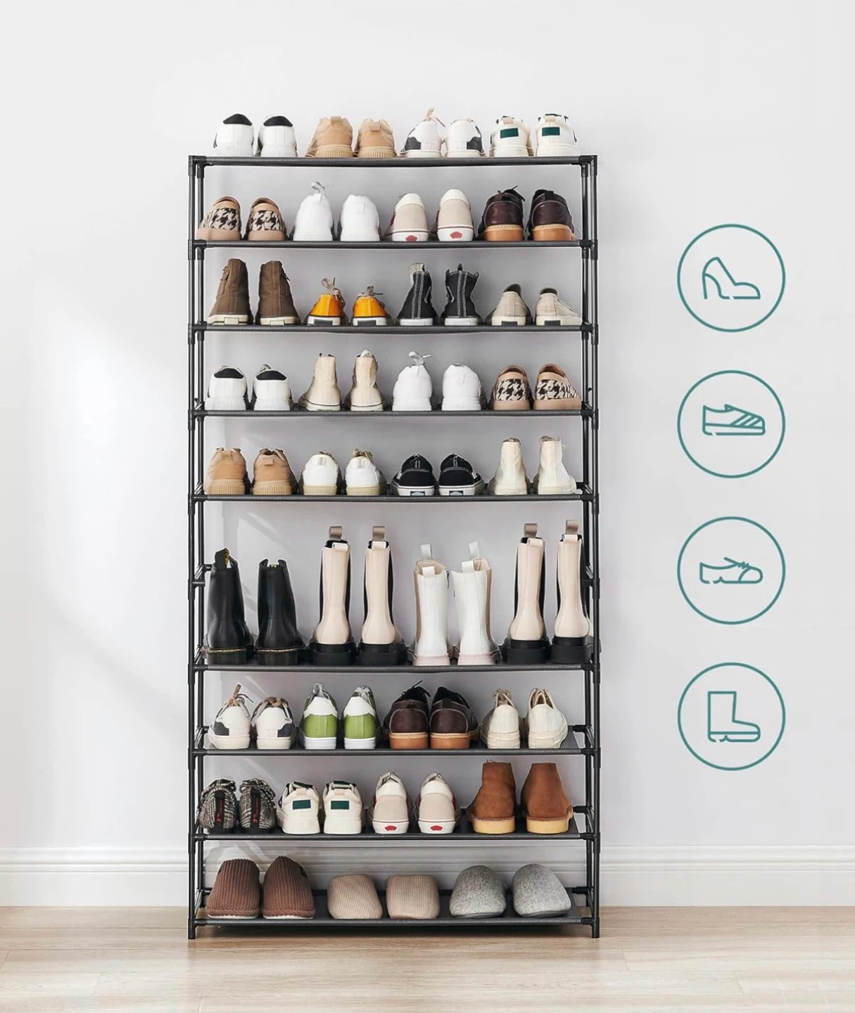 GREAT CONDITION 7-Tier Black Shoe Rack Organizer