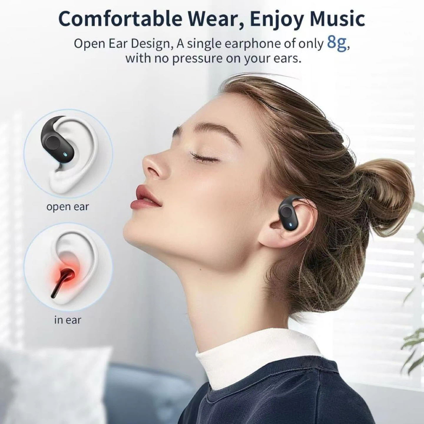 Black Open-Ear Wireless Earbuds with Charging Case - photo 4