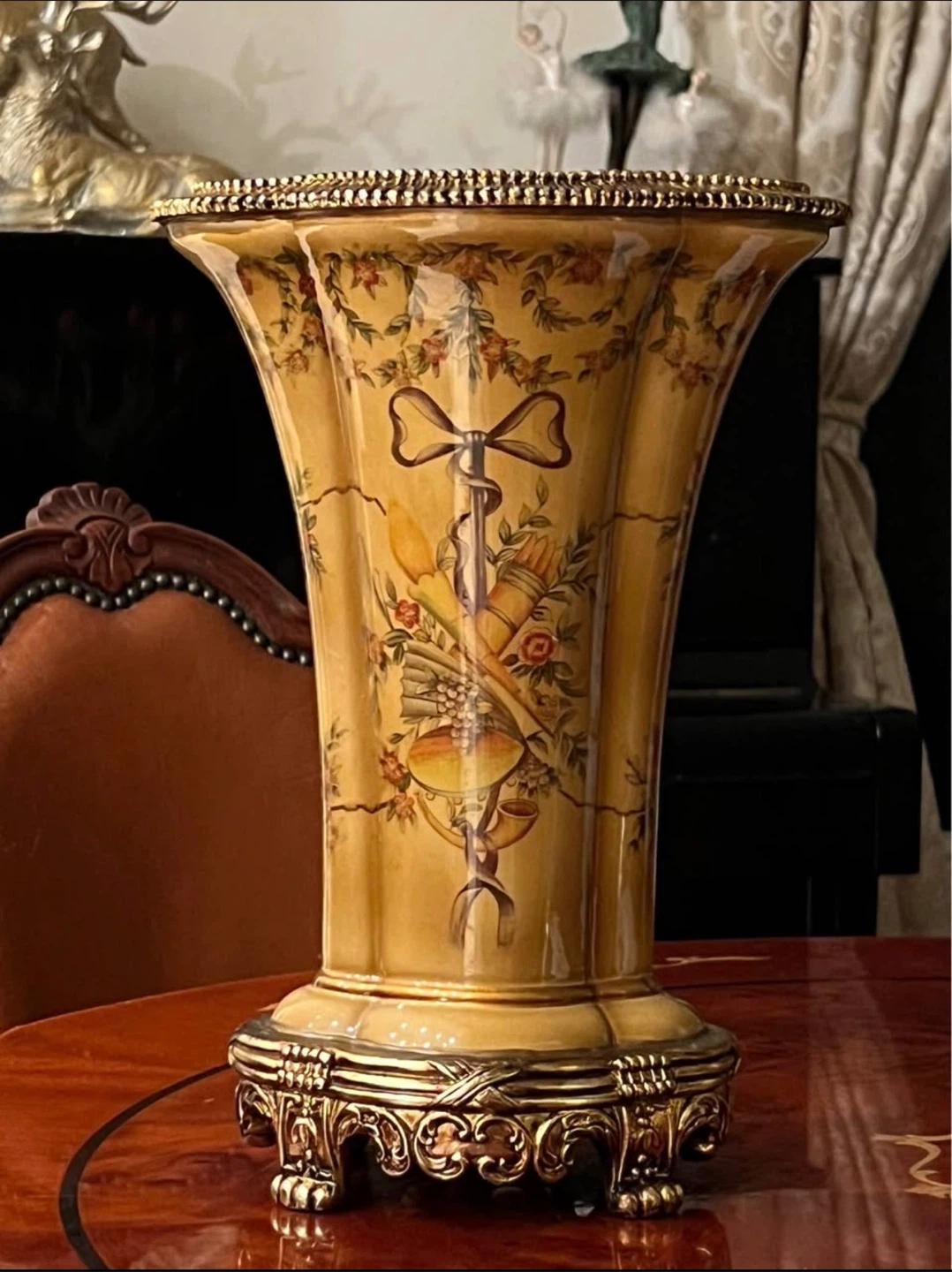 Vintage Decorative Vase with Ornate Base