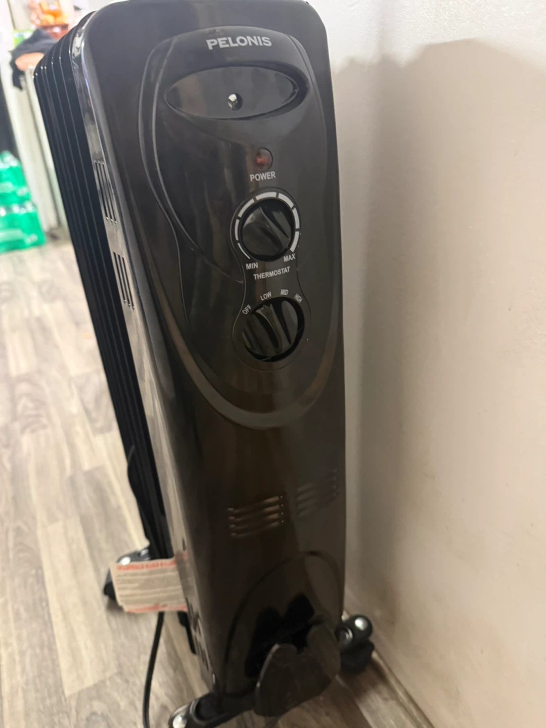 Pelonis Black Oil-Filled Radiant Heater with Thermostat