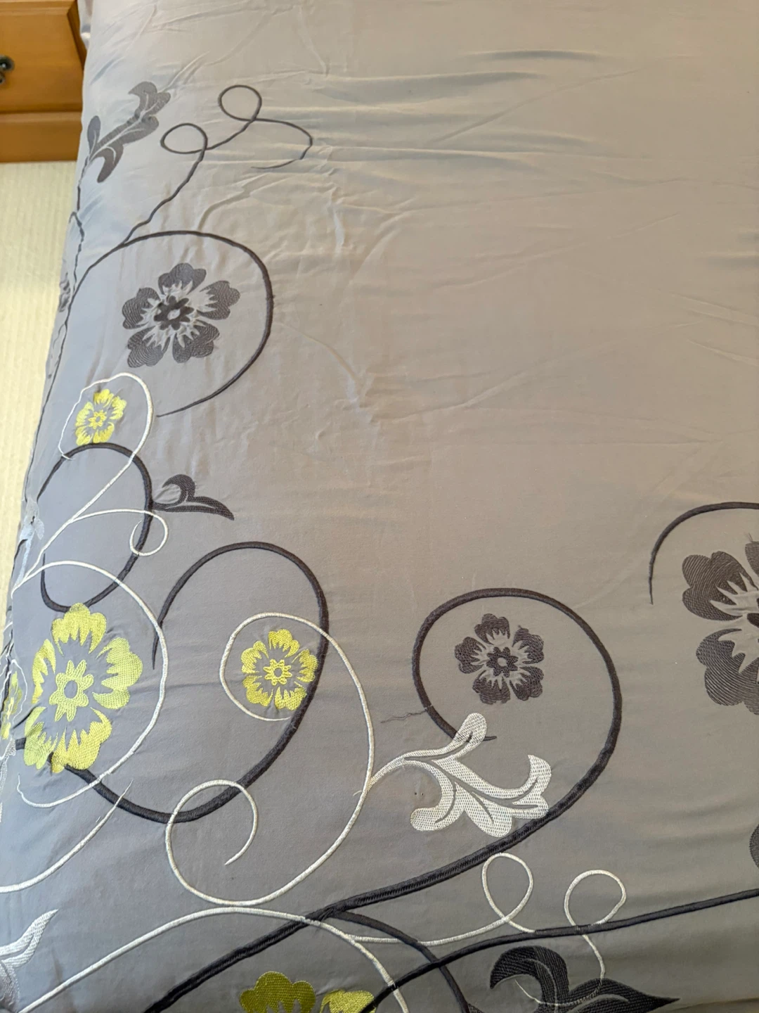Grey Cotton Duvet Cover and Pillowcase Set - photo 3