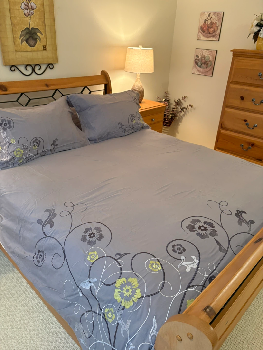 Grey Cotton Duvet Cover and Pillowcase Set
