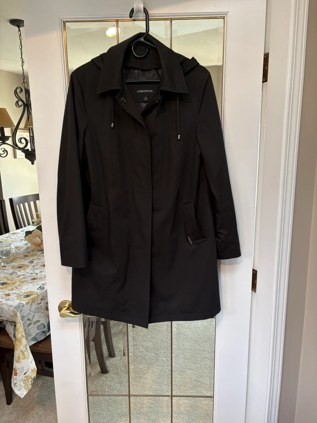 London Fog Black Trench Coat - Size 8 Reg