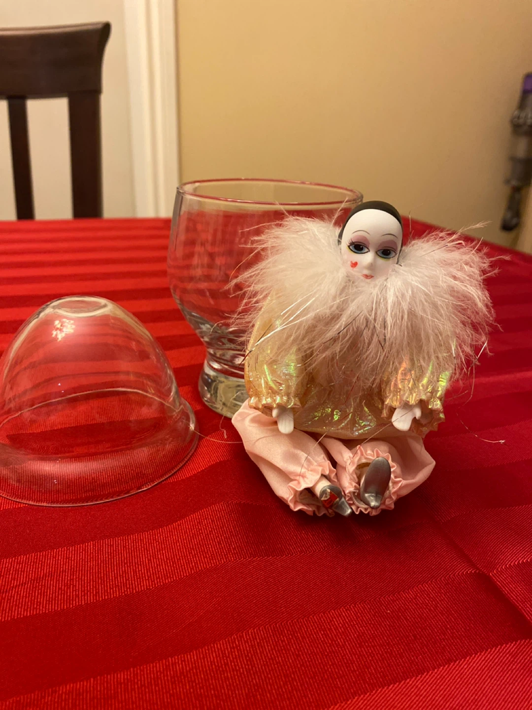 Decorative Clown Doll in Glass Display