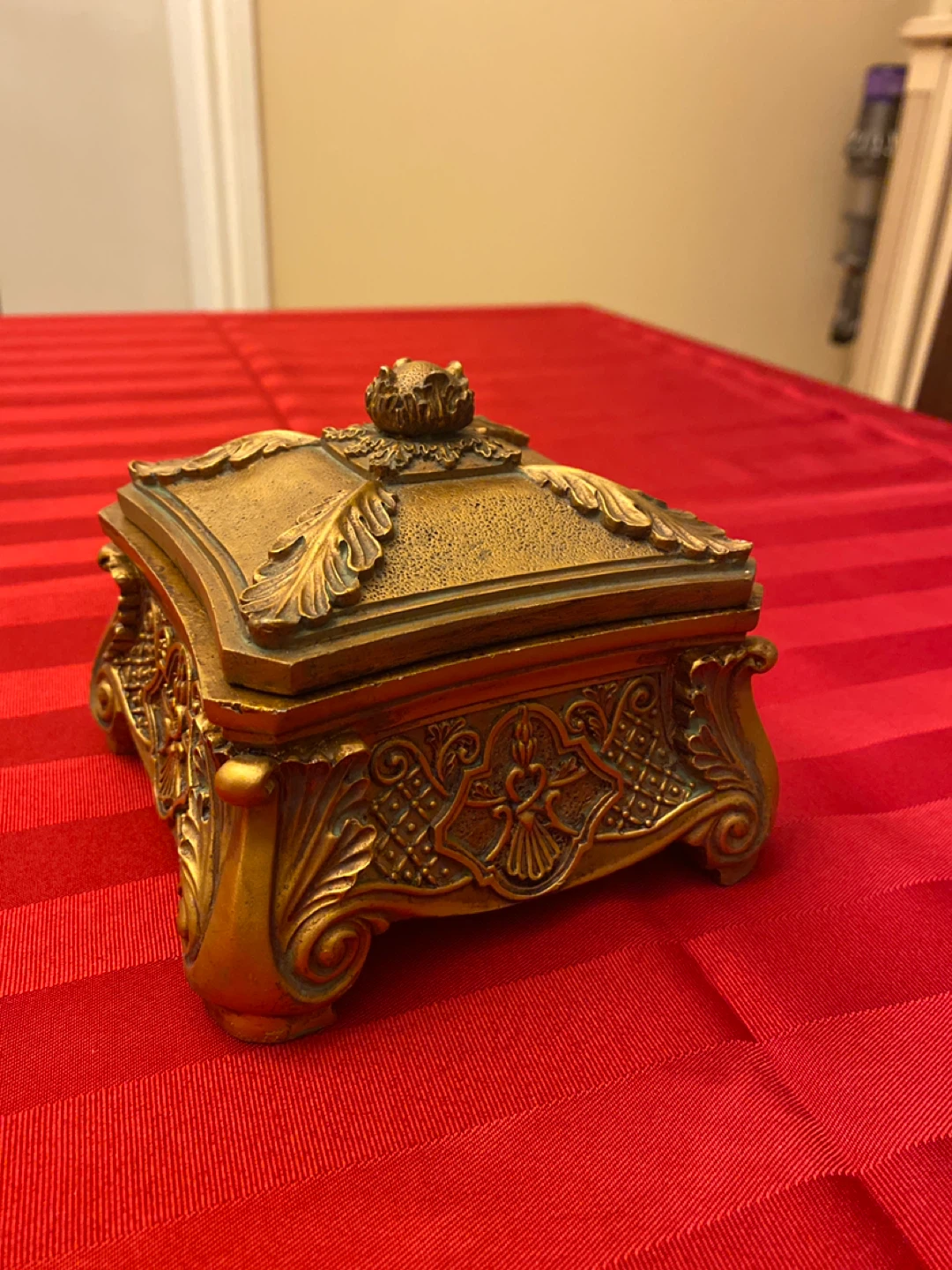 Ornate Gold Tone Trinket Box