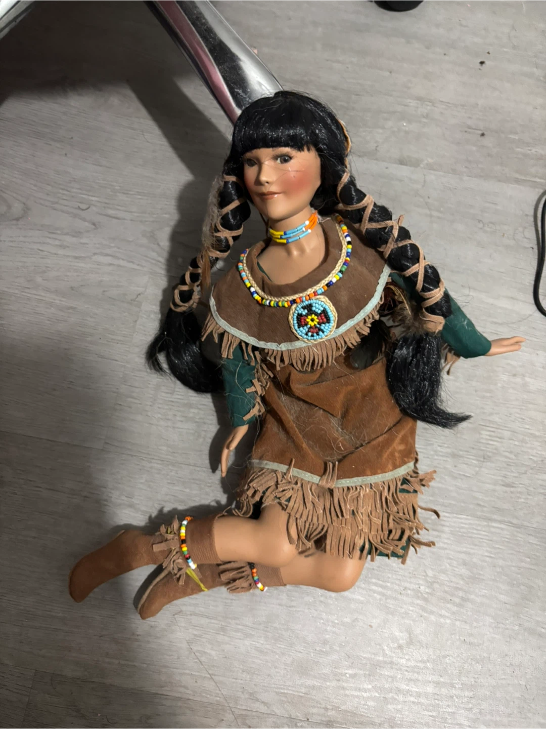 Native American Style Doll with Beaded Jewelry