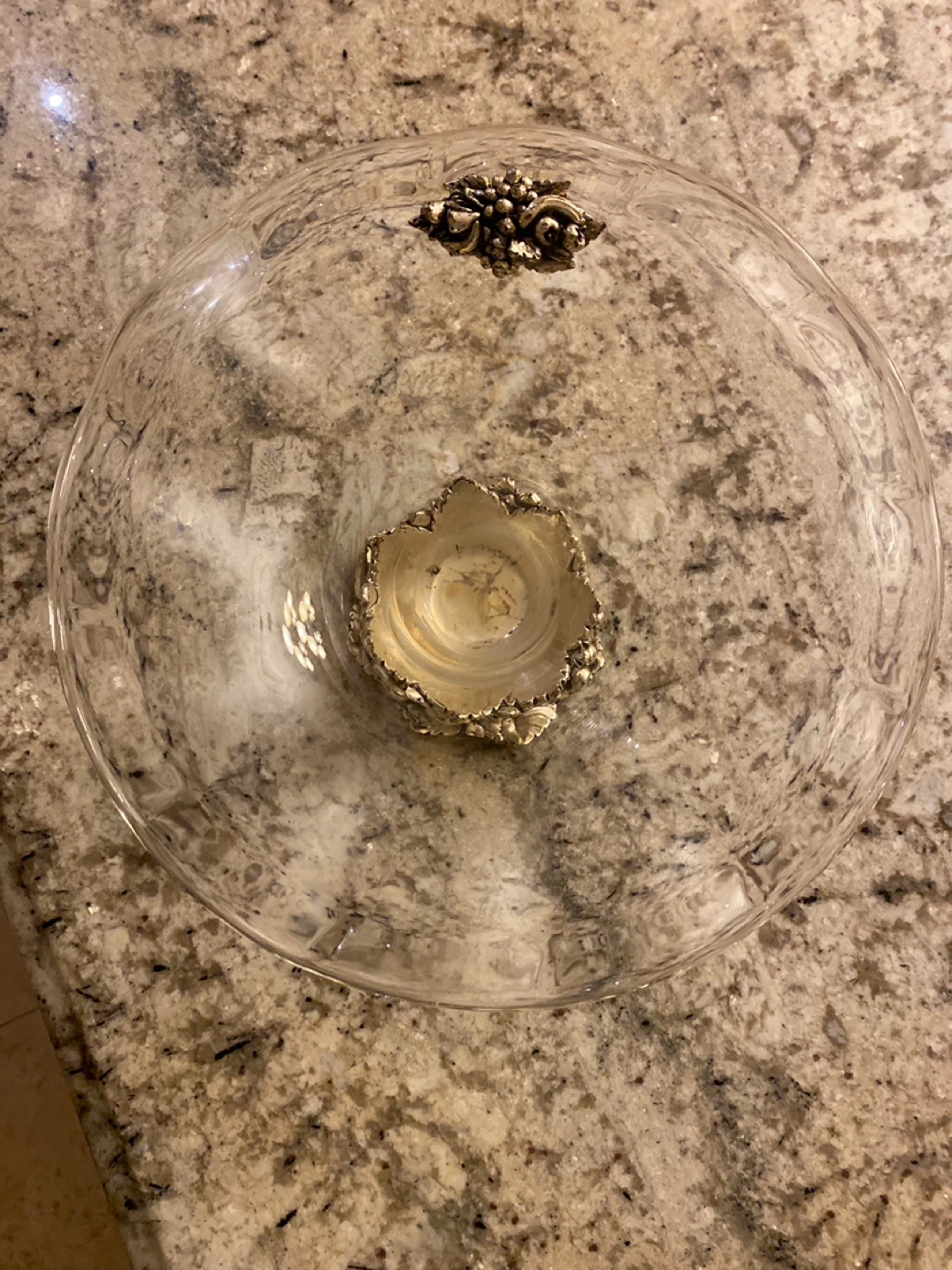 Glass footed serving bowl with ornate base - photo 2