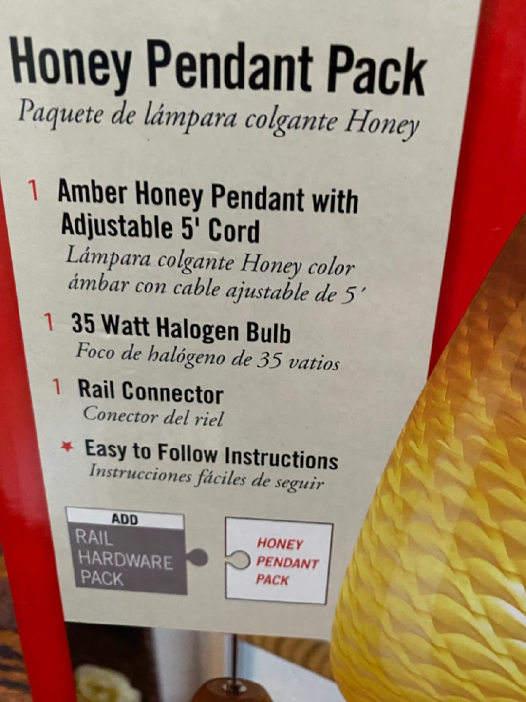 Tiella Honey Pendant Pack - Amber Pendant Light with 5' Cord - photo 3