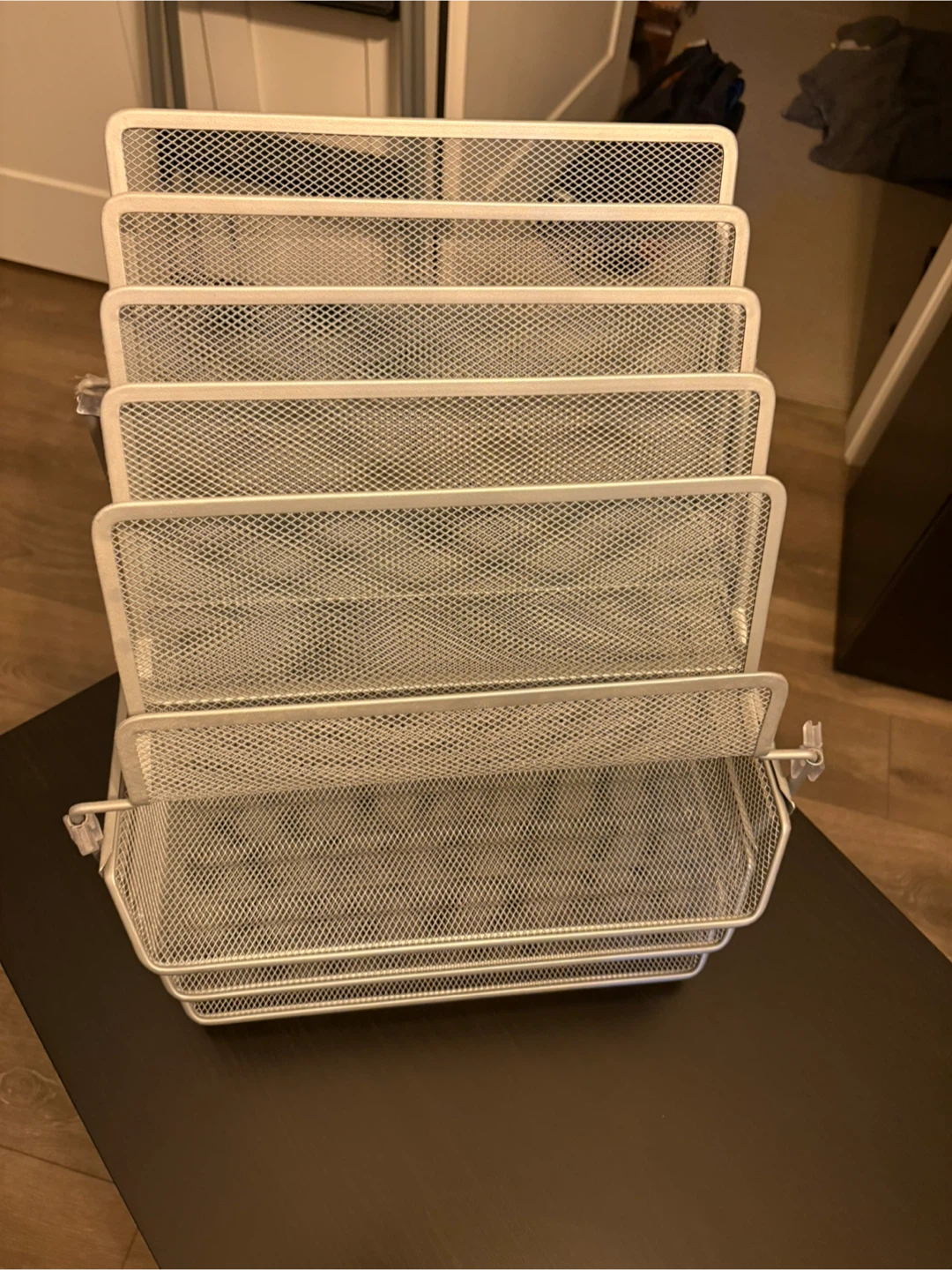 White Mesh Desk Organizer with 6 Tiers