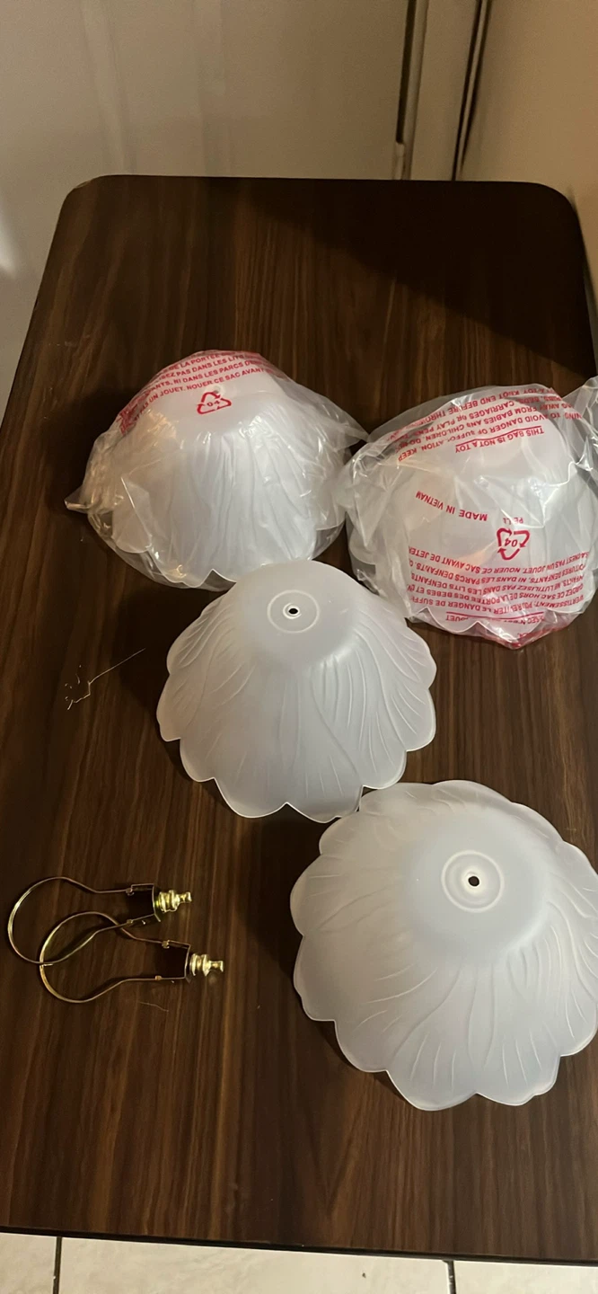 3 Frosted Flower Lamp Shades with Harp Set - photo 2