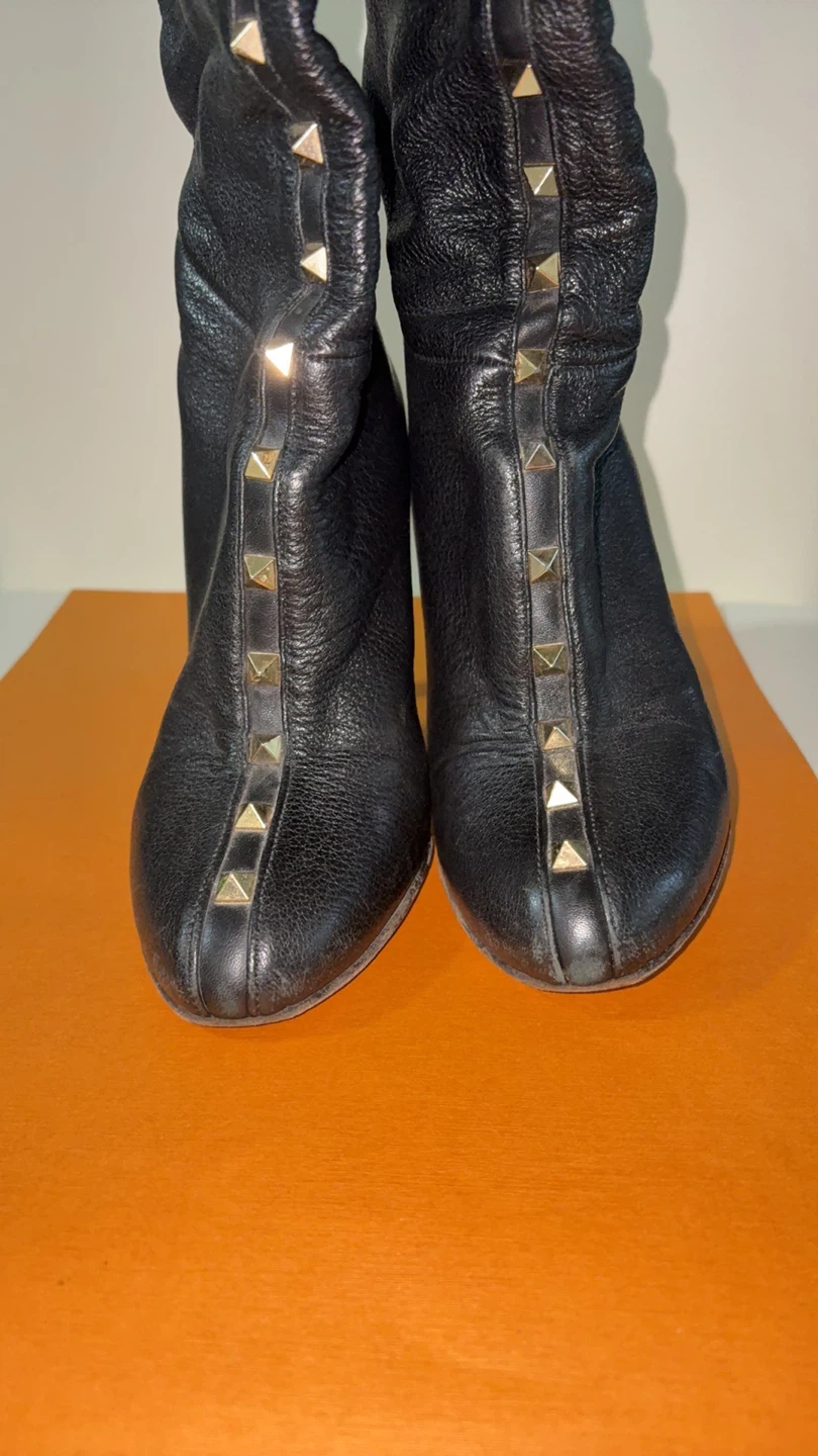 Valentino Black Leather Rockstud Over-the-Knee Boots Size 36 - photo 5