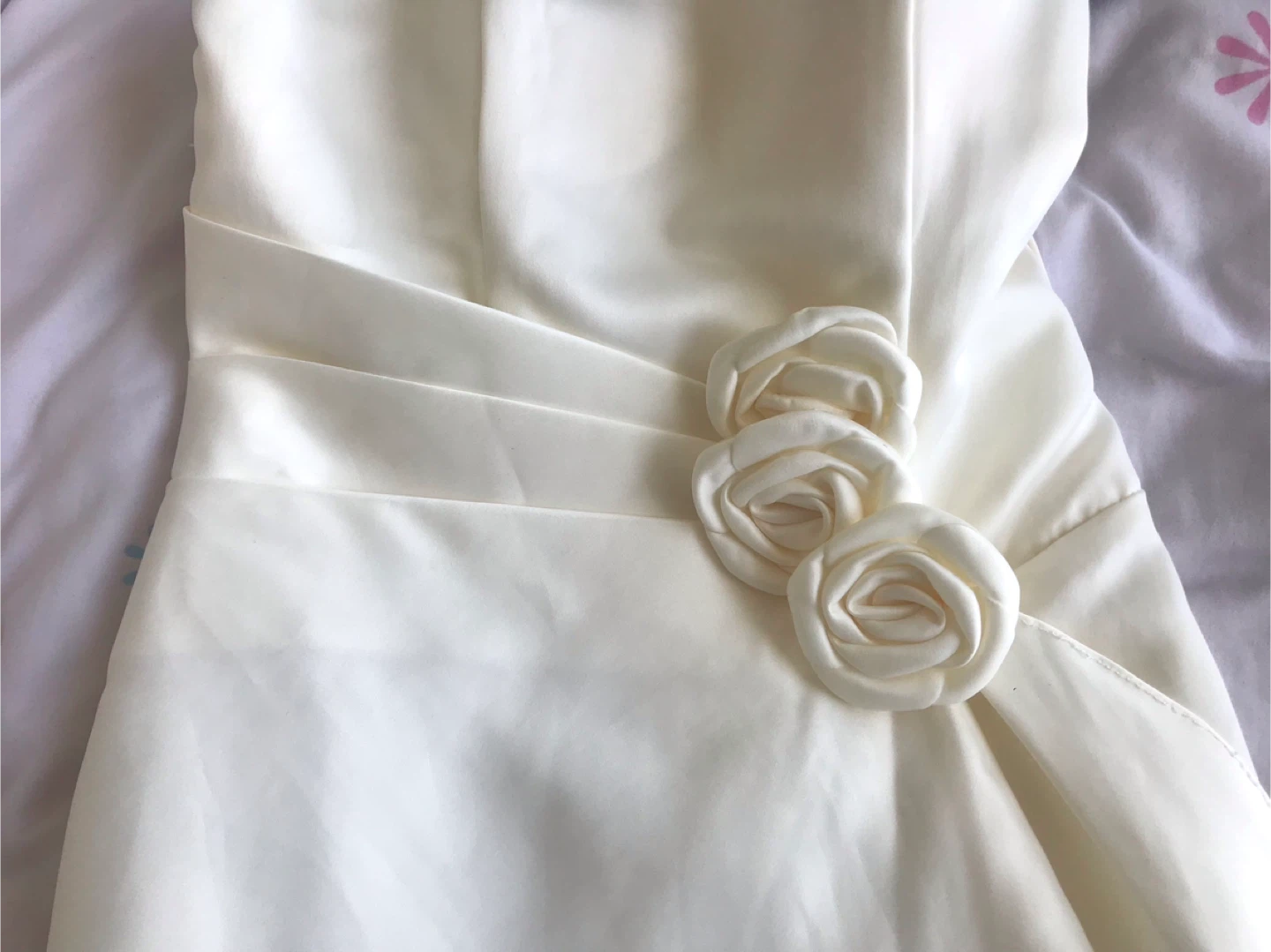 Cream Strapless Dress with Rose Detail - photo 3