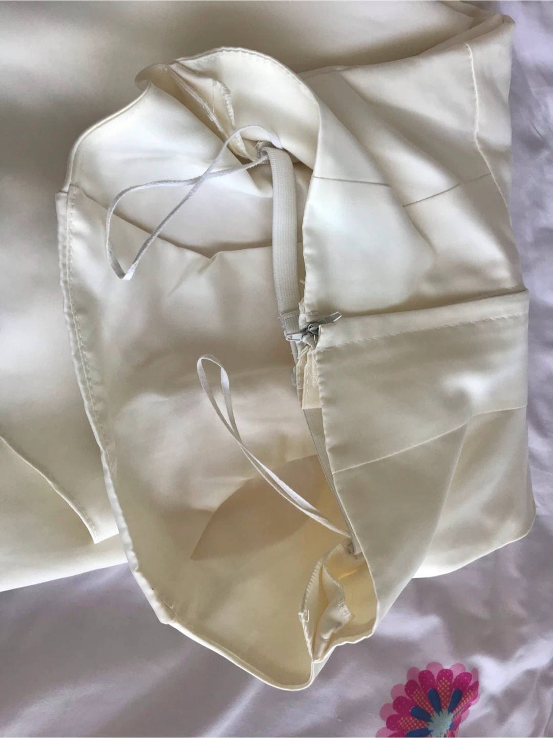 Cream Strapless Dress with Rose Detail - photo 4