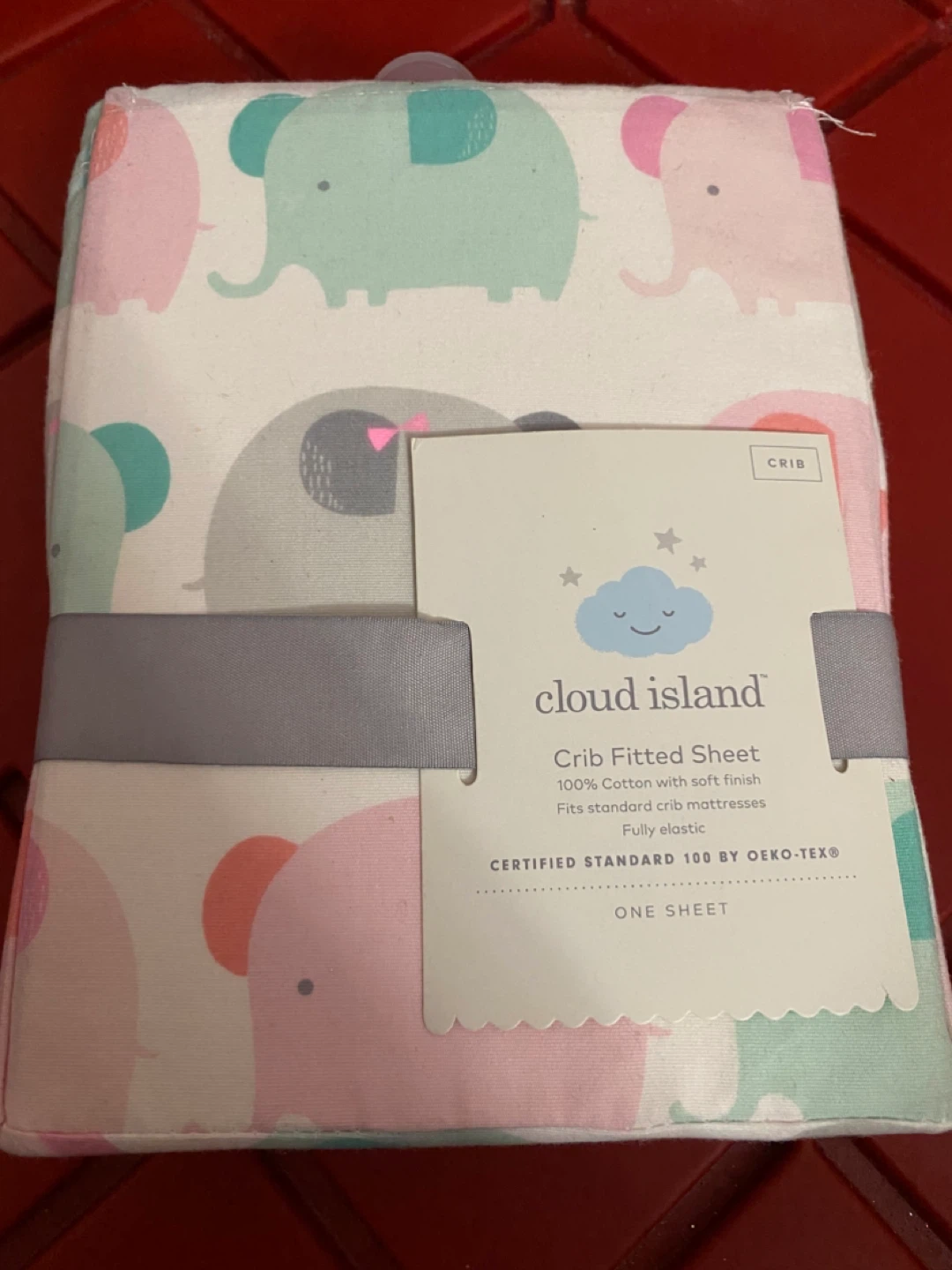 Cloud Island Crib Fitted Sheet - Elephants