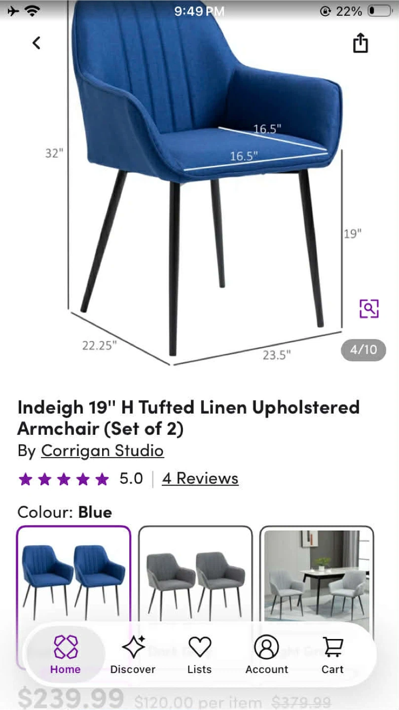 Corrigan Studio Indleigh Armchairs (Set of 2) - Blue - photo 2