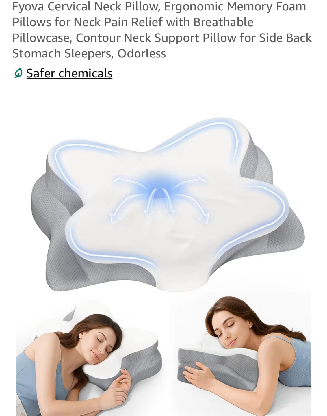 Cervical Neck Pillow, Ergonomic Memory Foam Pillow