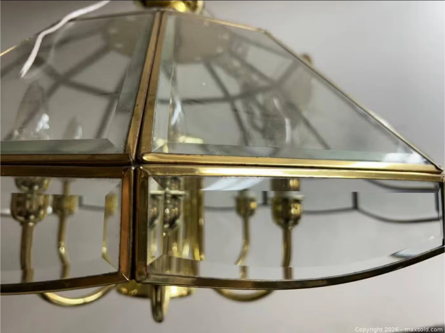 Octagonal Brass & Beveled Glass Chandelier - photo 2