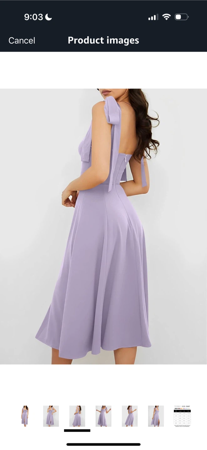 Lilac Sweetheart Neckline Tie Strap Dress - photo 3