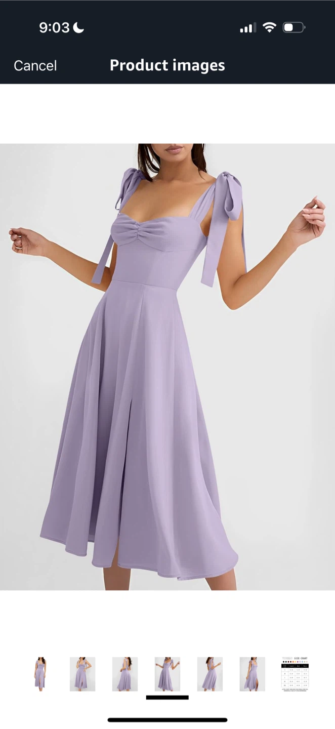 Lilac Sweetheart Neckline Tie Strap Dress - photo 4