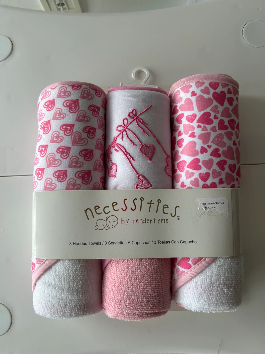 Necessities by Tendertyme 3 Hooded Towels Set - Pink Hearts