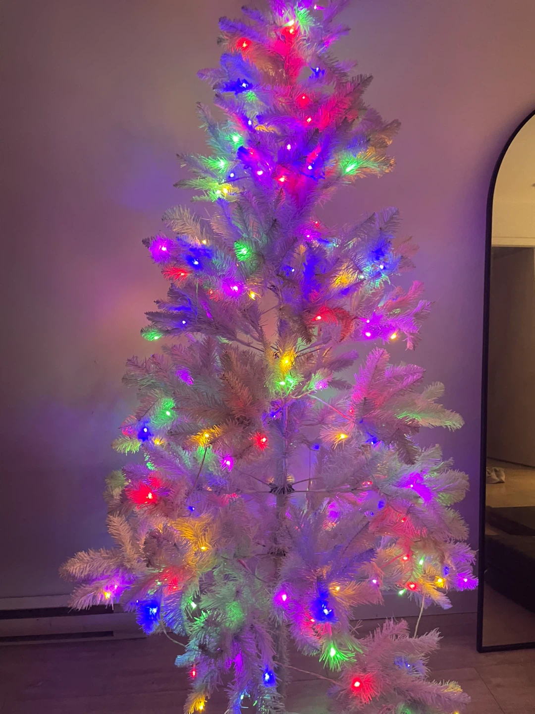 White Christmas Tree w lights
