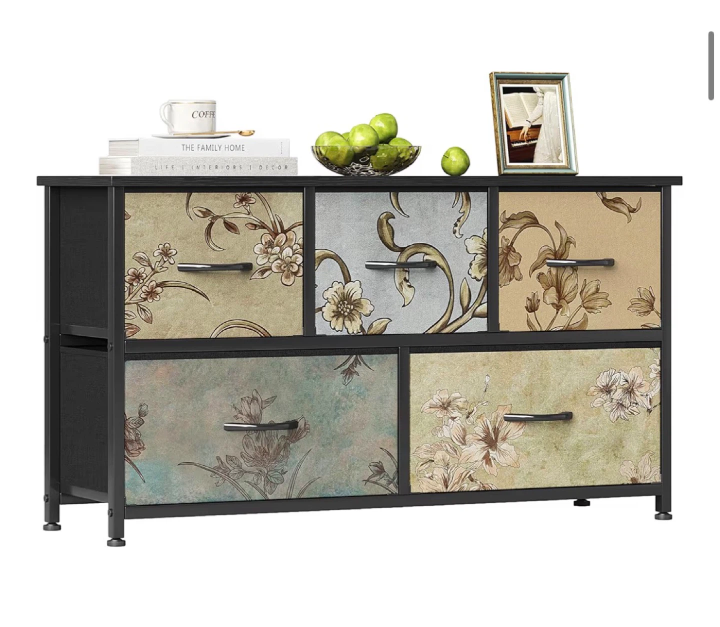 Fabric Dresser with Flower Drawers