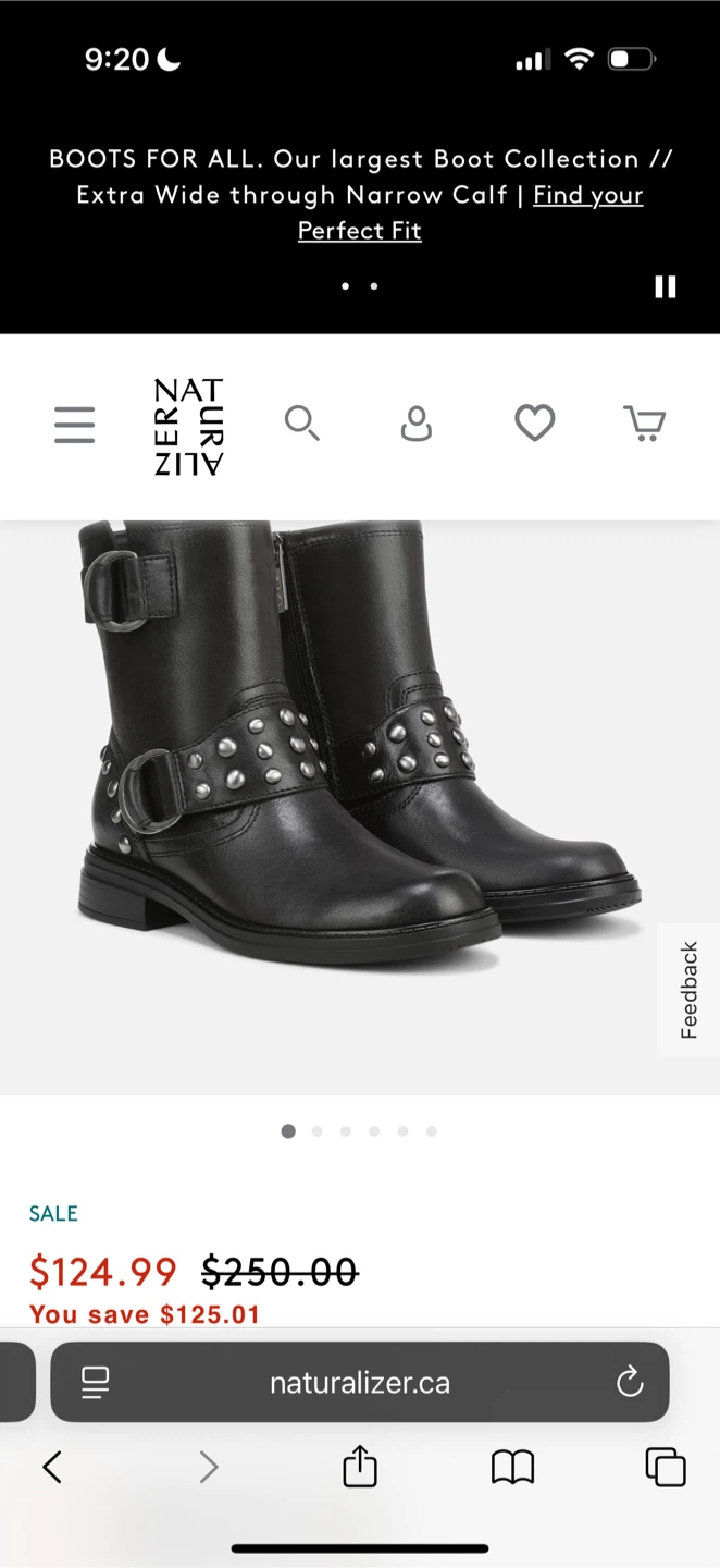 Naturalizer Black Leather Studded Buckle Boots