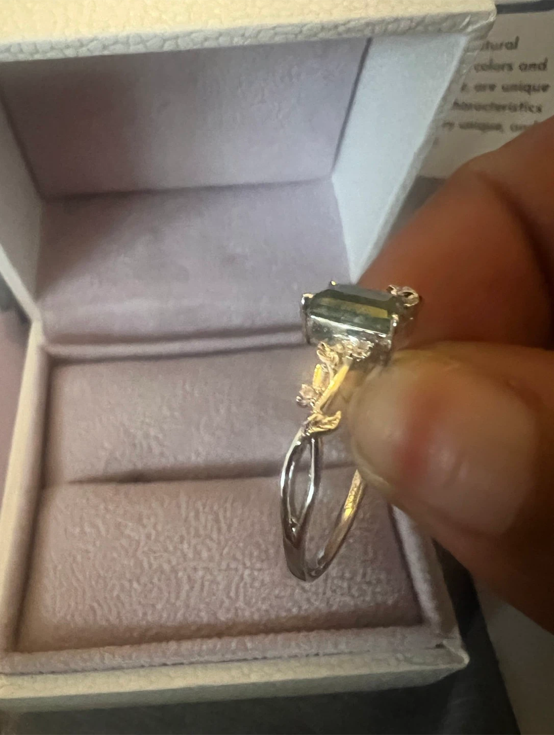 10K White Gold Moss Agate Ring Sz.9 - photo 3
