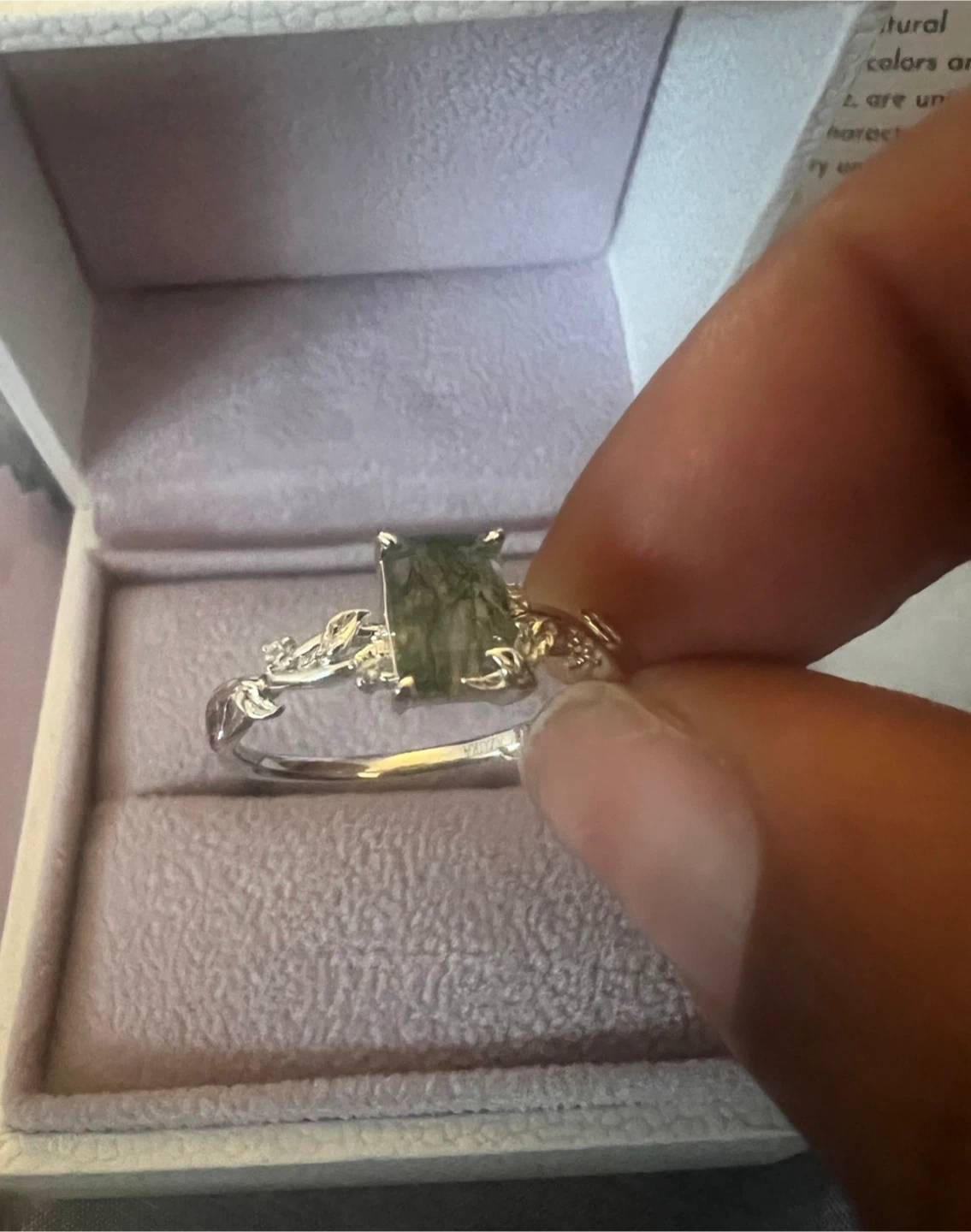 10K White Gold Moss Agate Ring Sz.9 - photo 4