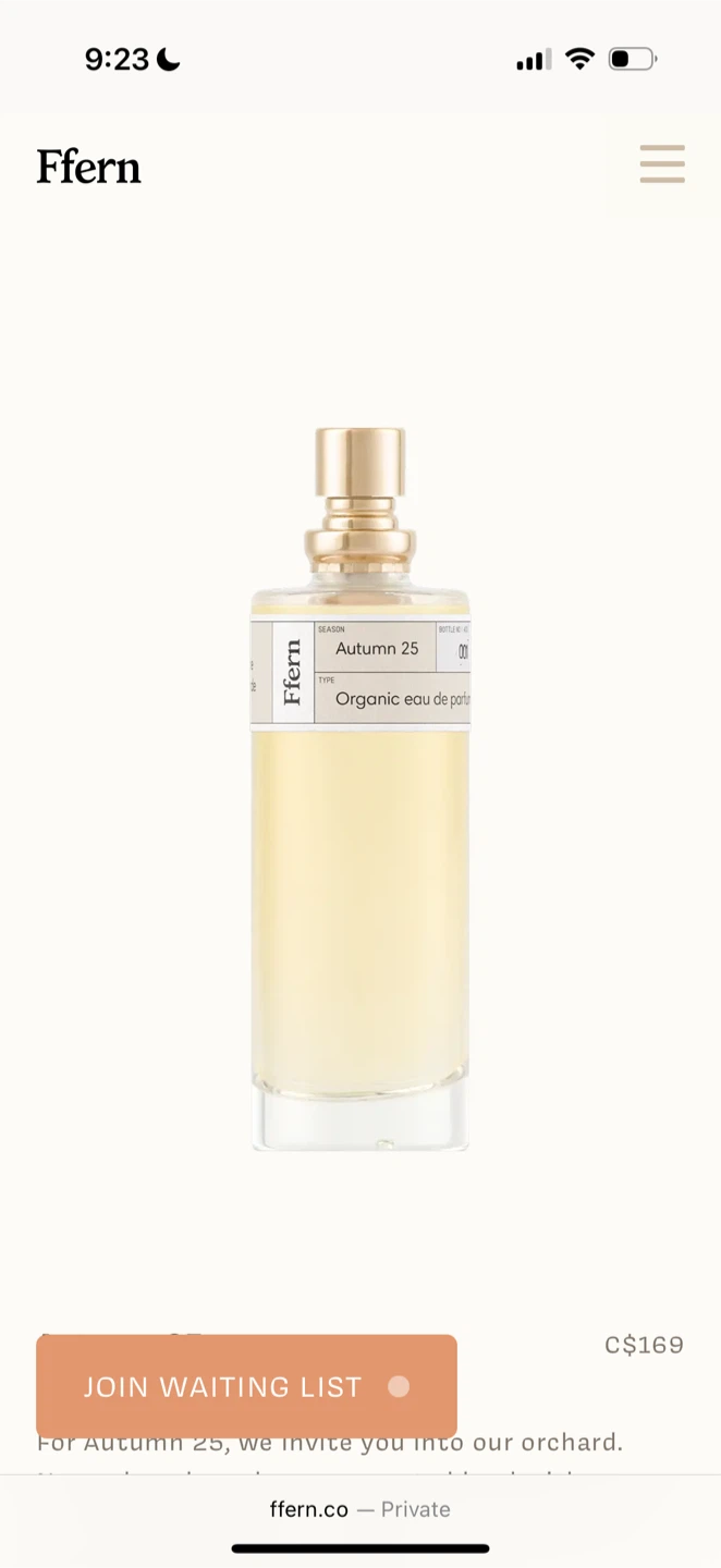 Ffern Organic Eau de Parfum - Autumn 25