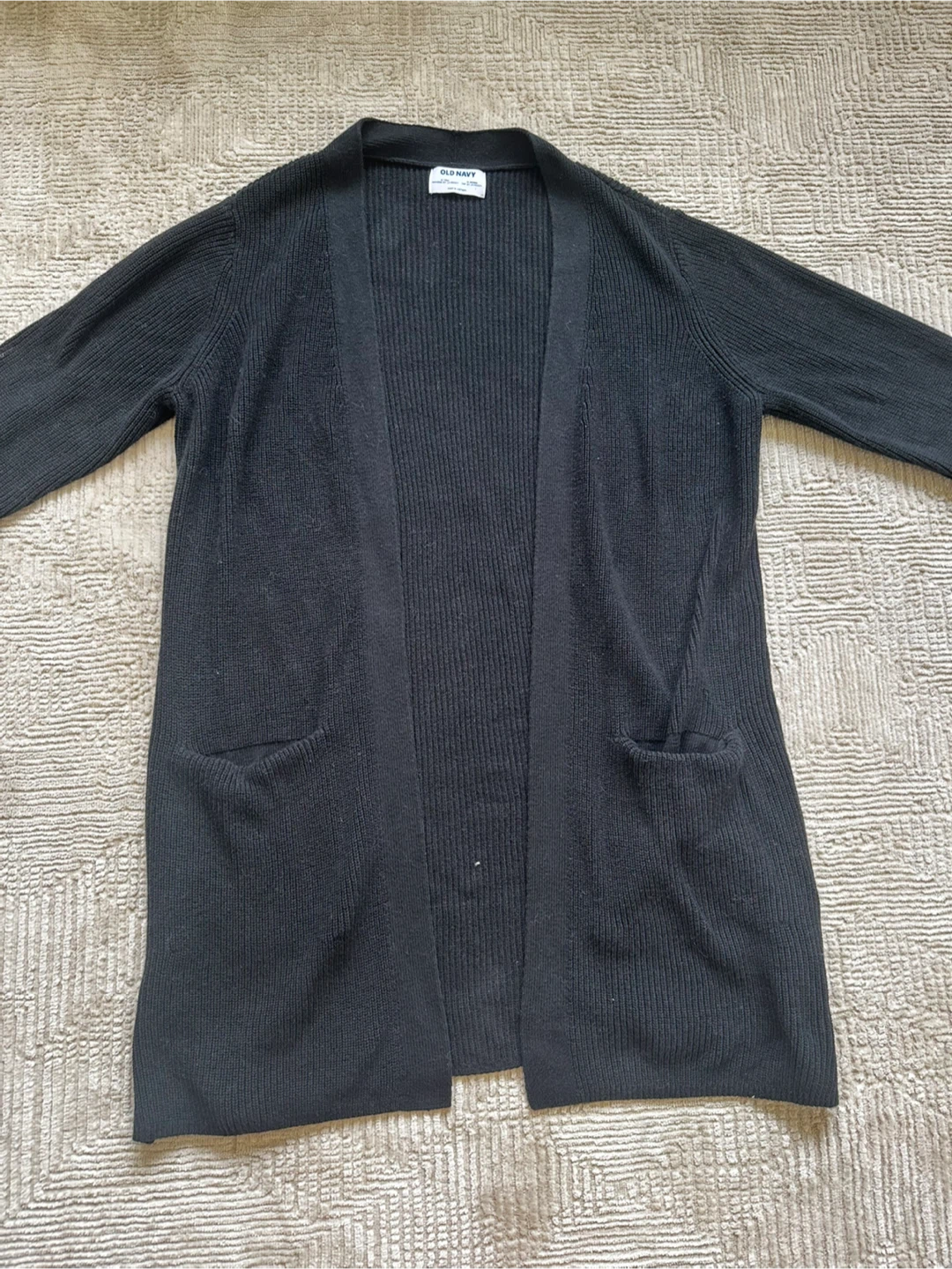 Old Navy Black Ribbed Cardigan - Medium Tall - photo 2