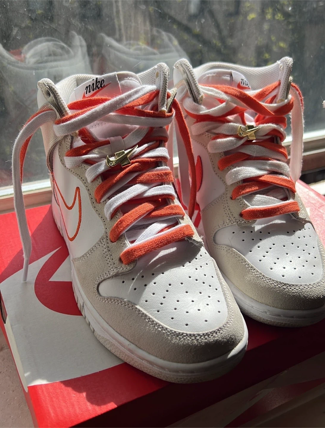 Nike Dunk High "First Use" Sneakers Orange White - photo 3