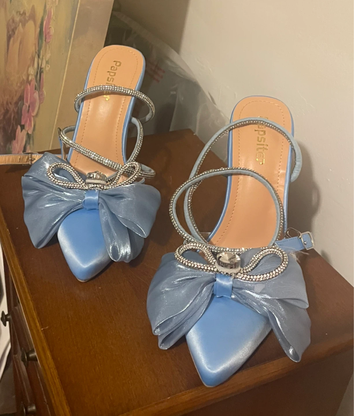 Papsilter Women's Blue Bow Heels