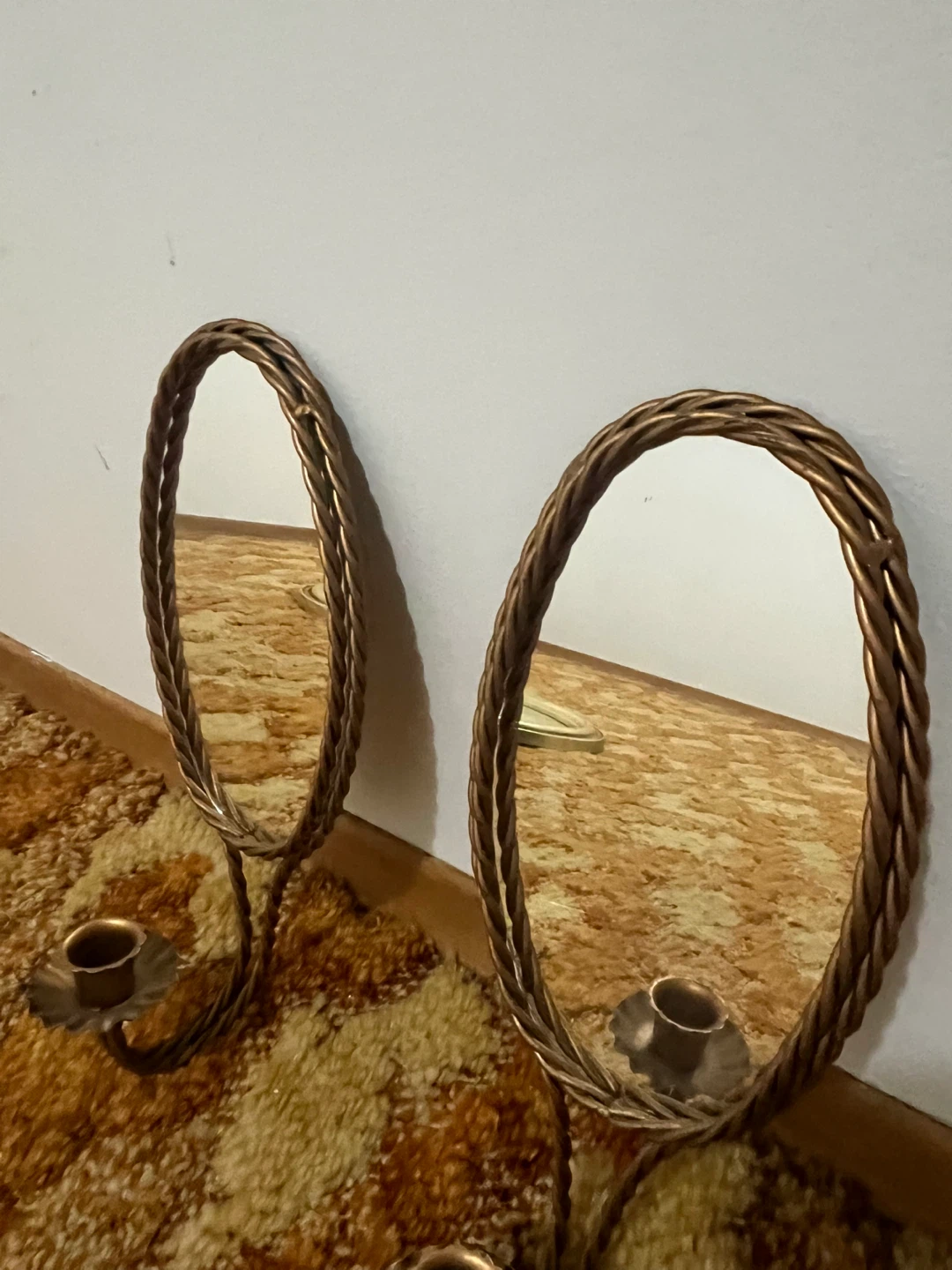 Wall sconces  Oval Wall Mirrors Candlestick Holders (Set of 2) - photo 4
