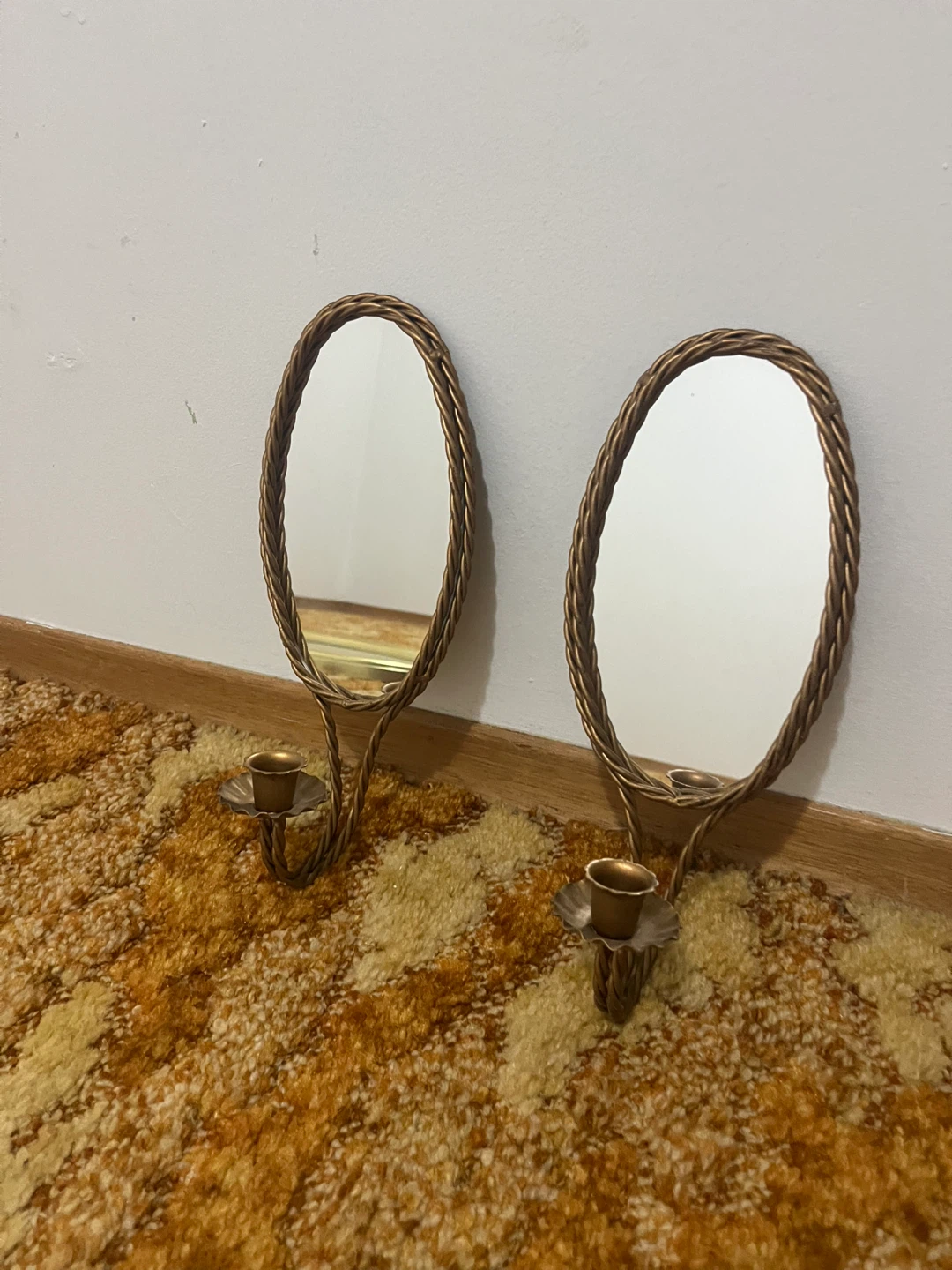 Wall sconces  Oval Wall Mirrors Candlestick Holders (Set of 2) - photo 2