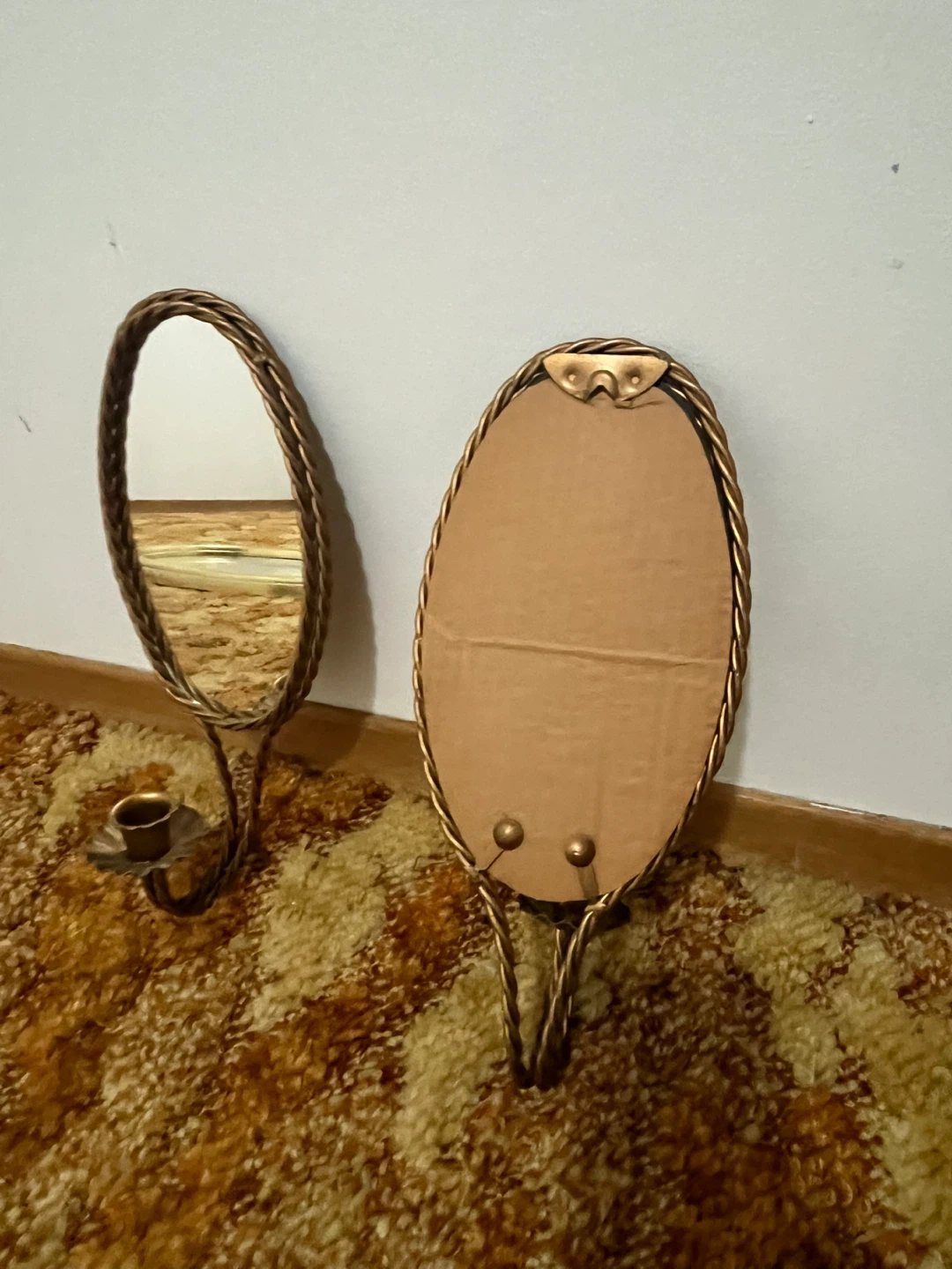 Wall sconces  Oval Wall Mirrors Candlestick Holders (Set of 2) - photo 5