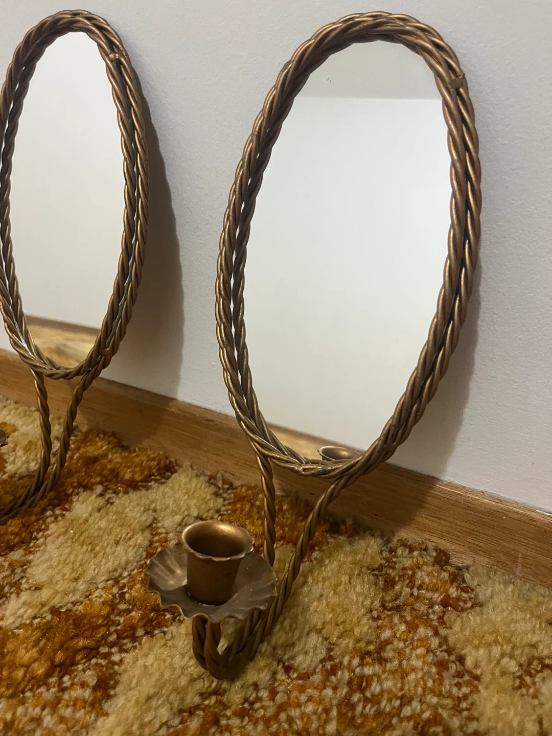 Wall sconces  Oval Wall Mirrors Candlestick Holders (Set of 2)