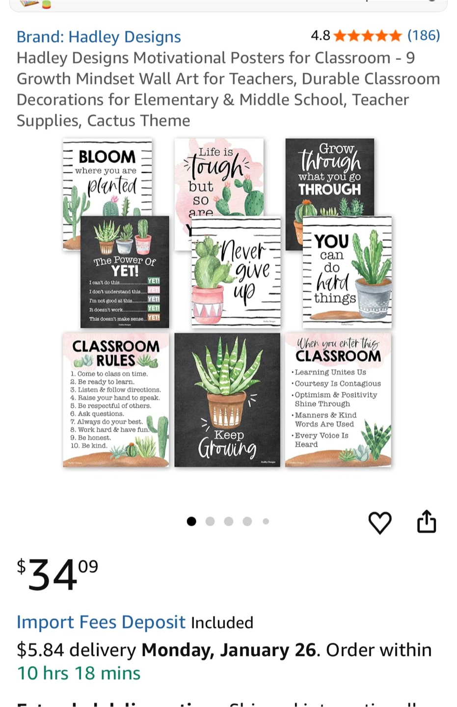 Hadley Designs Motivational Posters - Classroom Cactus Theme