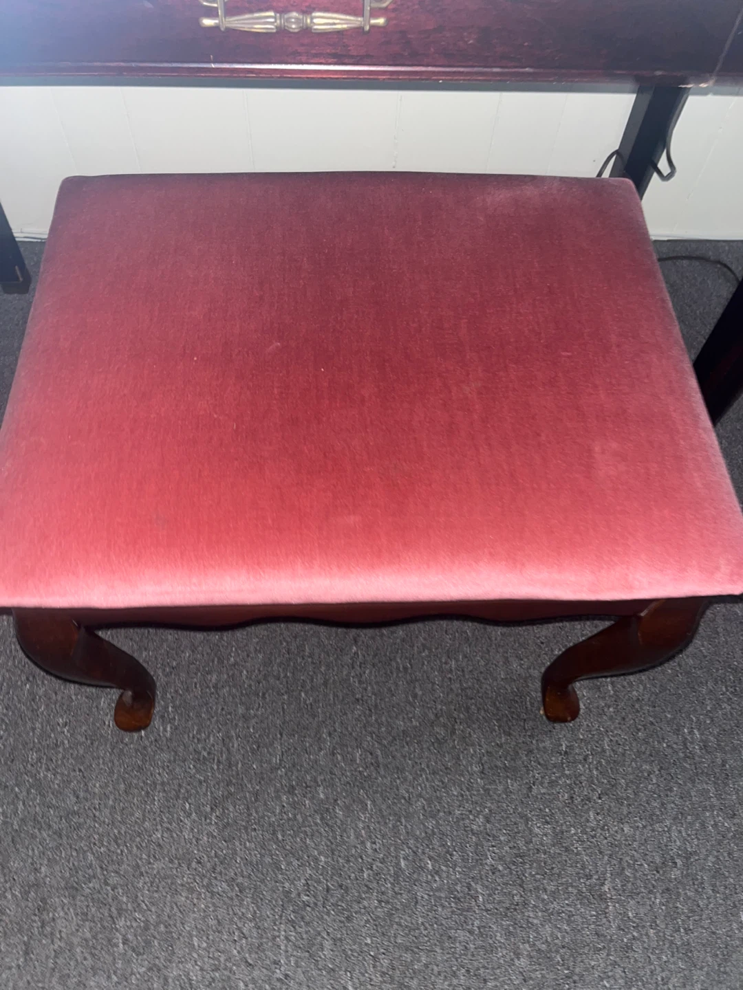 Vintage Vanity Stool - Red Velvet Top - photo 4