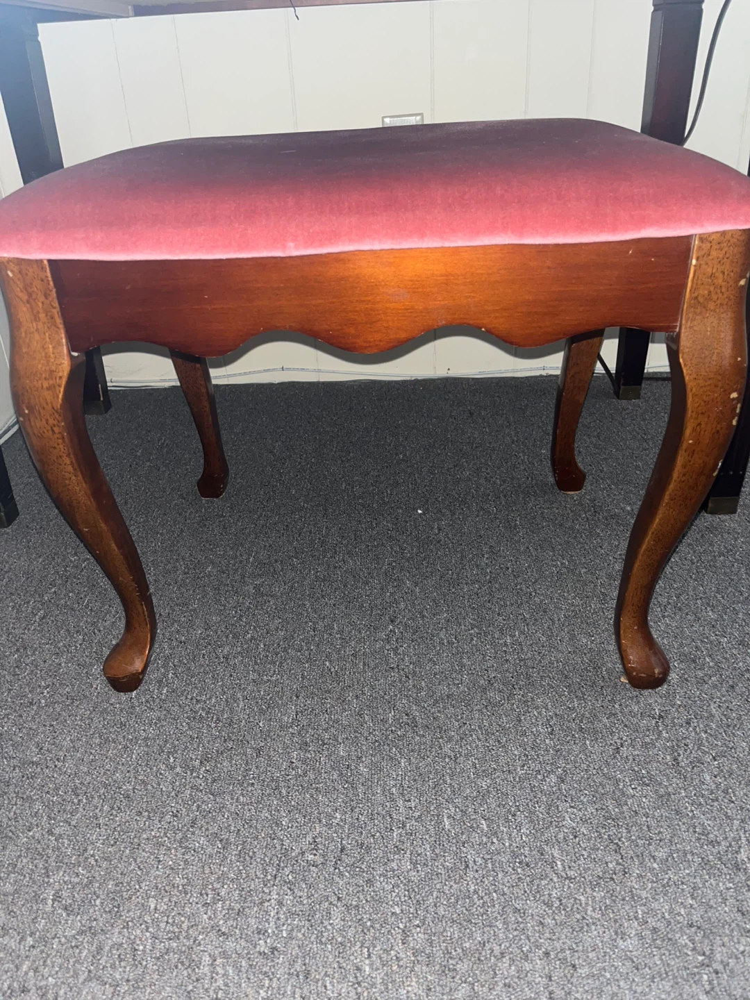 Vintage Vanity Stool - Red Velvet Top