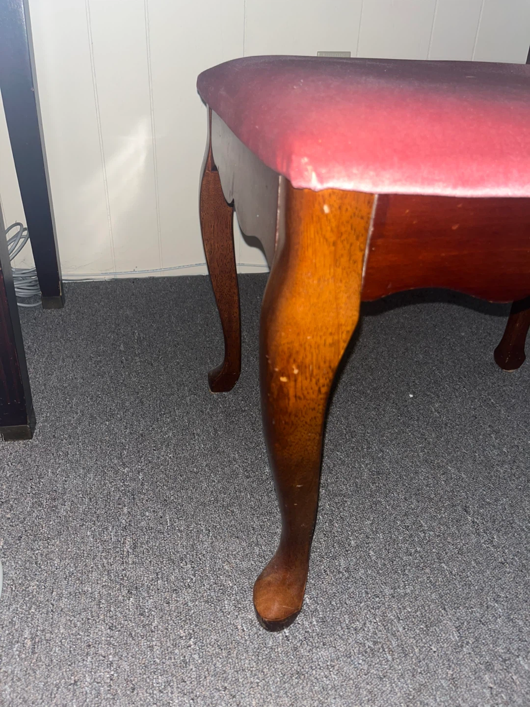 Vintage Vanity Stool - Red Velvet Top - photo 2
