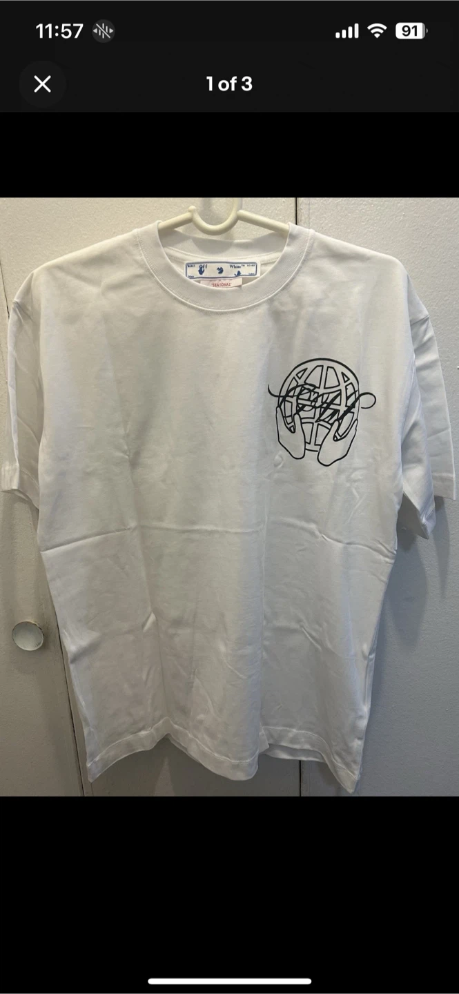Off-White Hand Arrow Slim T-Shirt 'White/Black' Size Medium