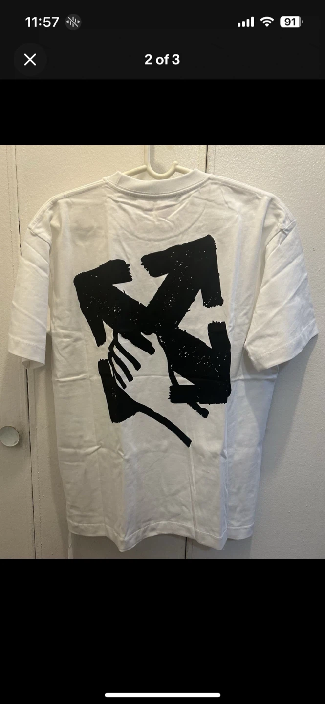 Off-White Hand Arrow Slim T-Shirt 'White/Black' Size Medium - photo 2