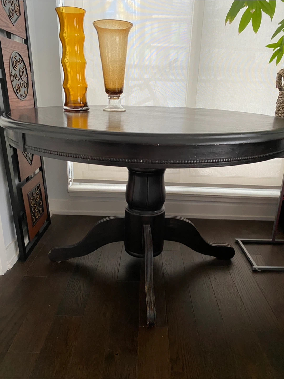 Dark Wood Pedestal Dining Table