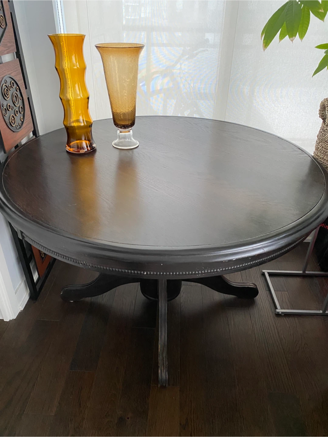 Dark Wood Pedestal Dining Table - photo 2
