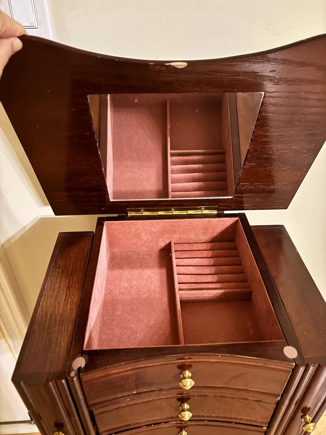 Wooden Jewelry Box with Mirror and Drawers - photo 2