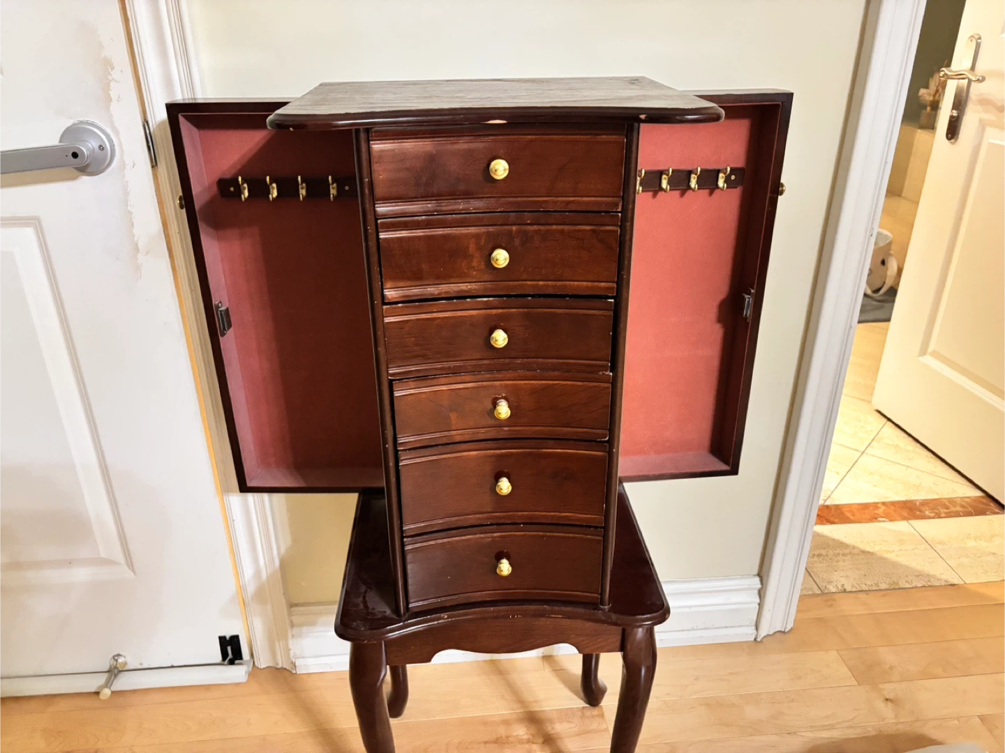 Wooden Jewelry Box with Mirror and Drawers - photo 3