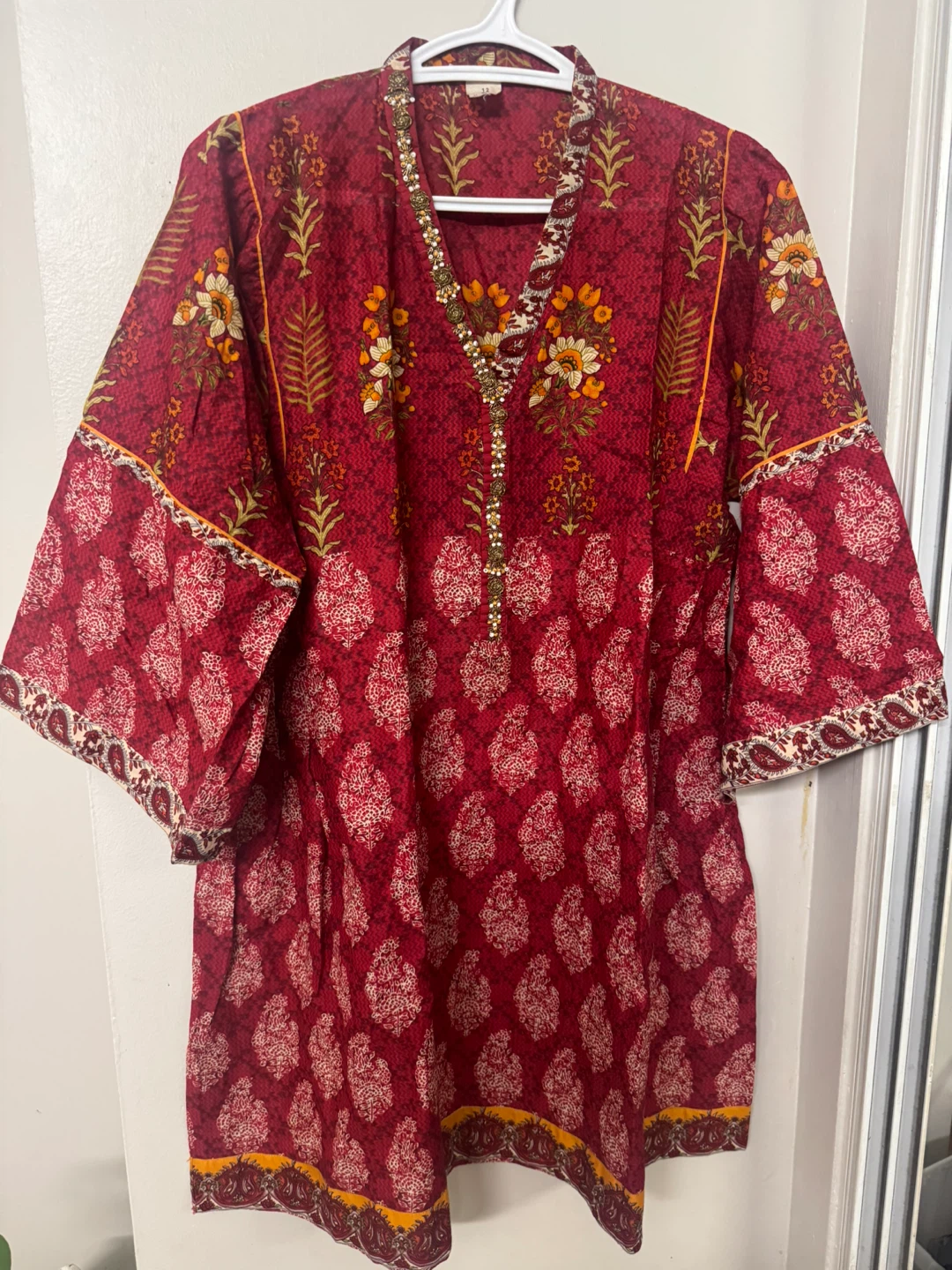 3pcs Red Floral Print dress with Dupatta