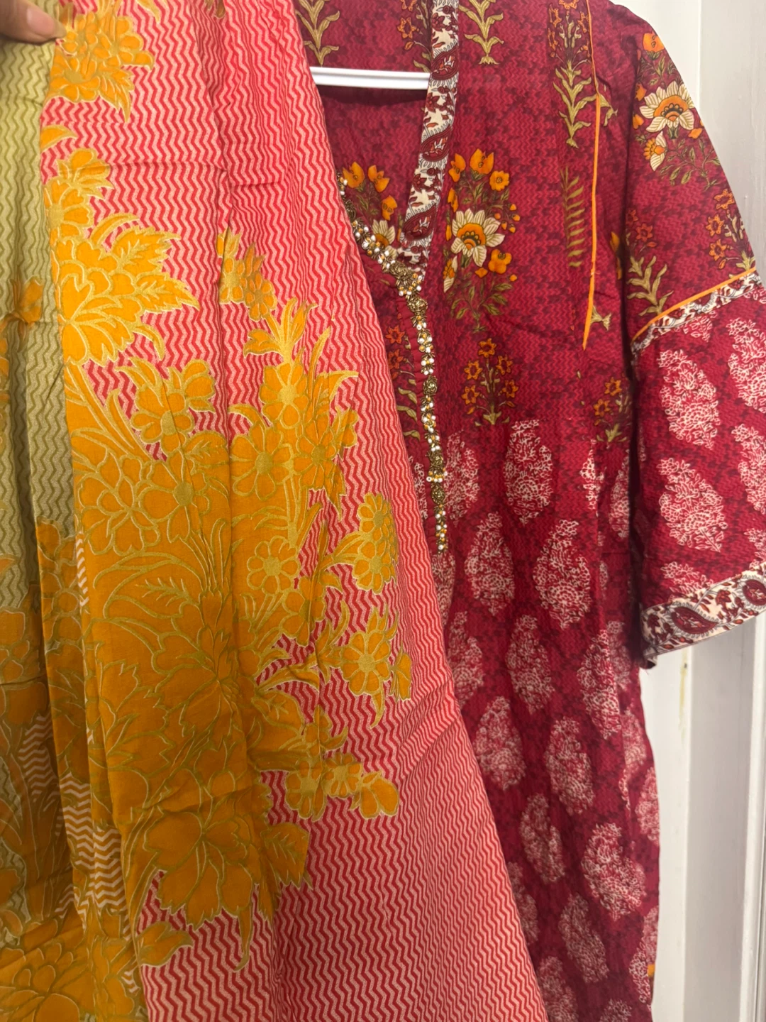 3pcs Red Floral Print dress with Dupatta - photo 5