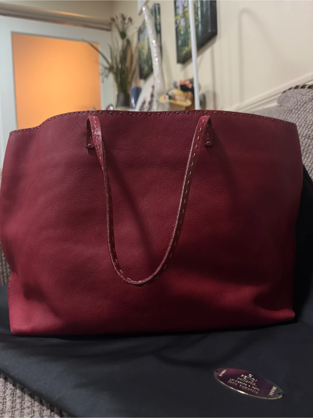 Vintage Fendi Roma Tote Bag - Red Leather - photo 5